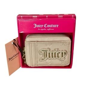 Juicy Couture Liquid Gold Card Case Wallet with Gold Logo. NWT